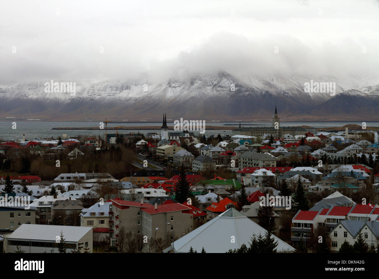 Les toits colorés de Reykjavik, Islande Banque D'Images