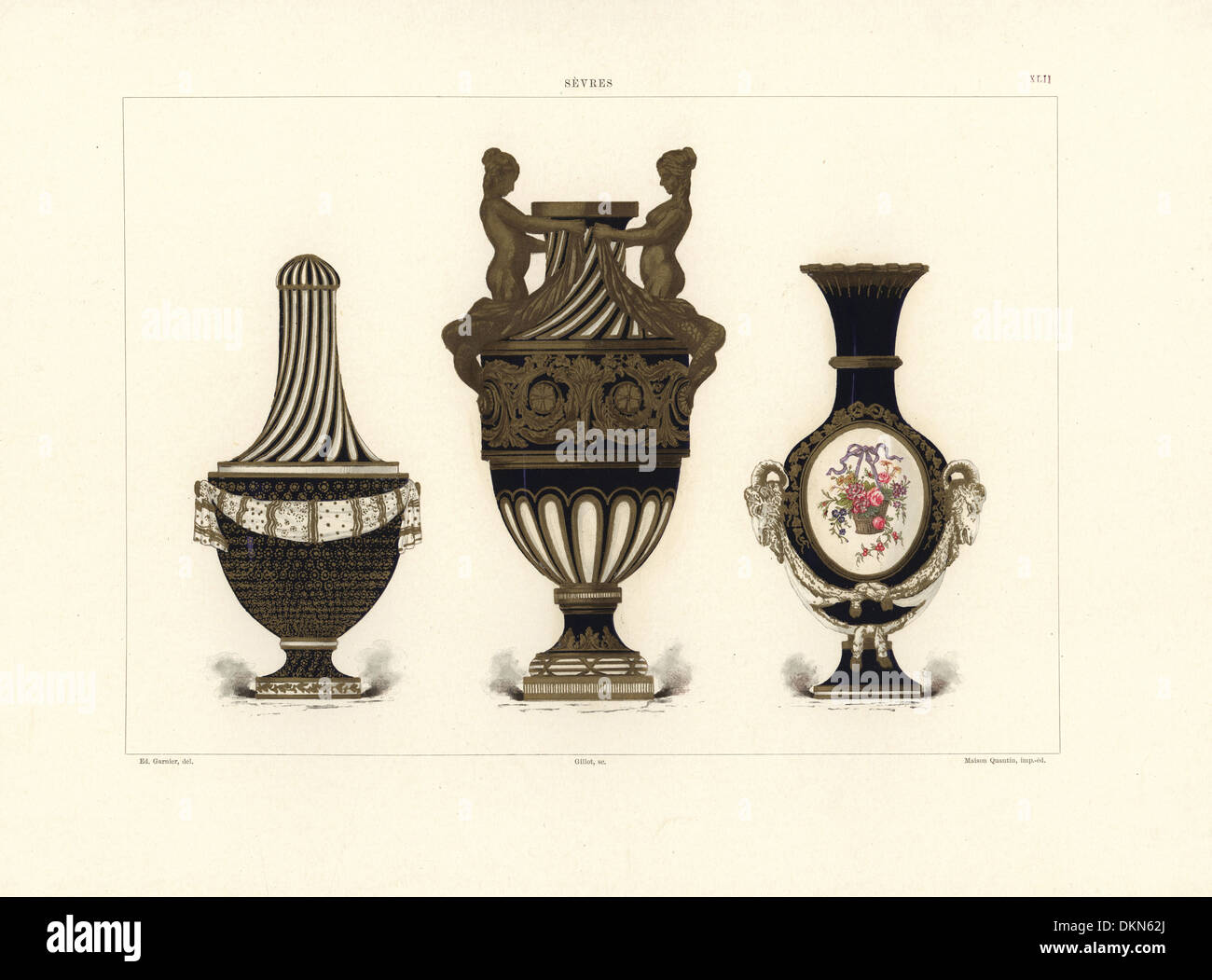 Vases décorés de Sèvres, 18thC. Banque D'Images