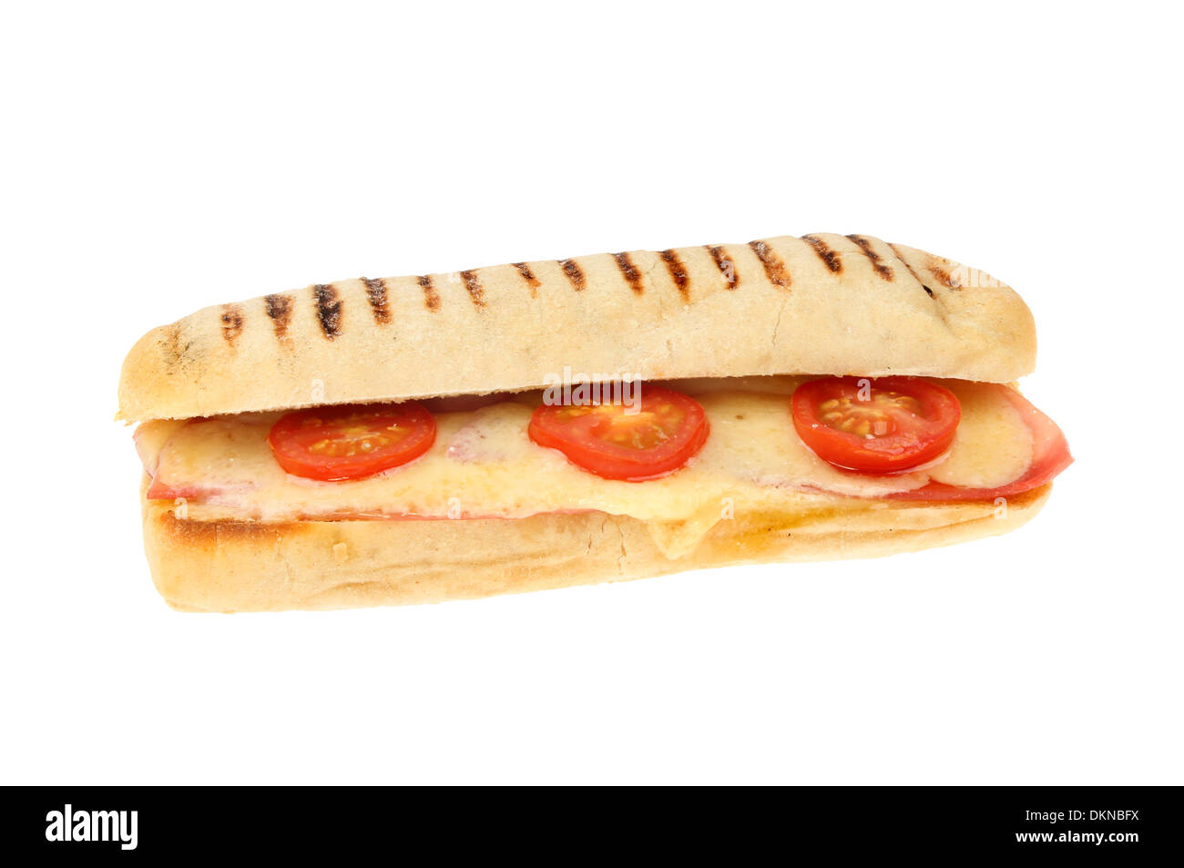 Jambon et fromage fondu panini tomate isolés contre white Banque D'Images