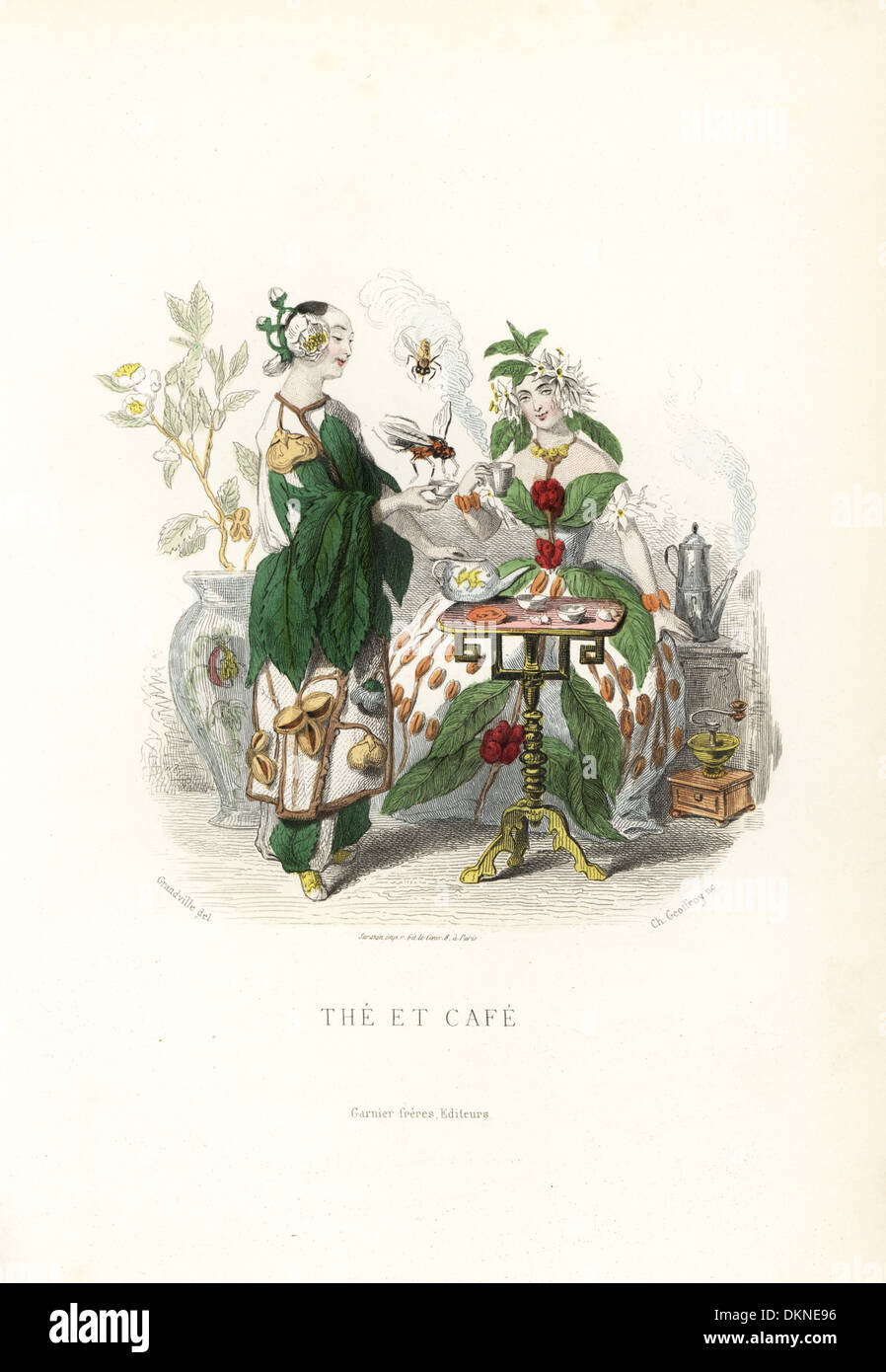 Un plateau/bouilloire fées fleurs partager boissons. Banque D'Images
