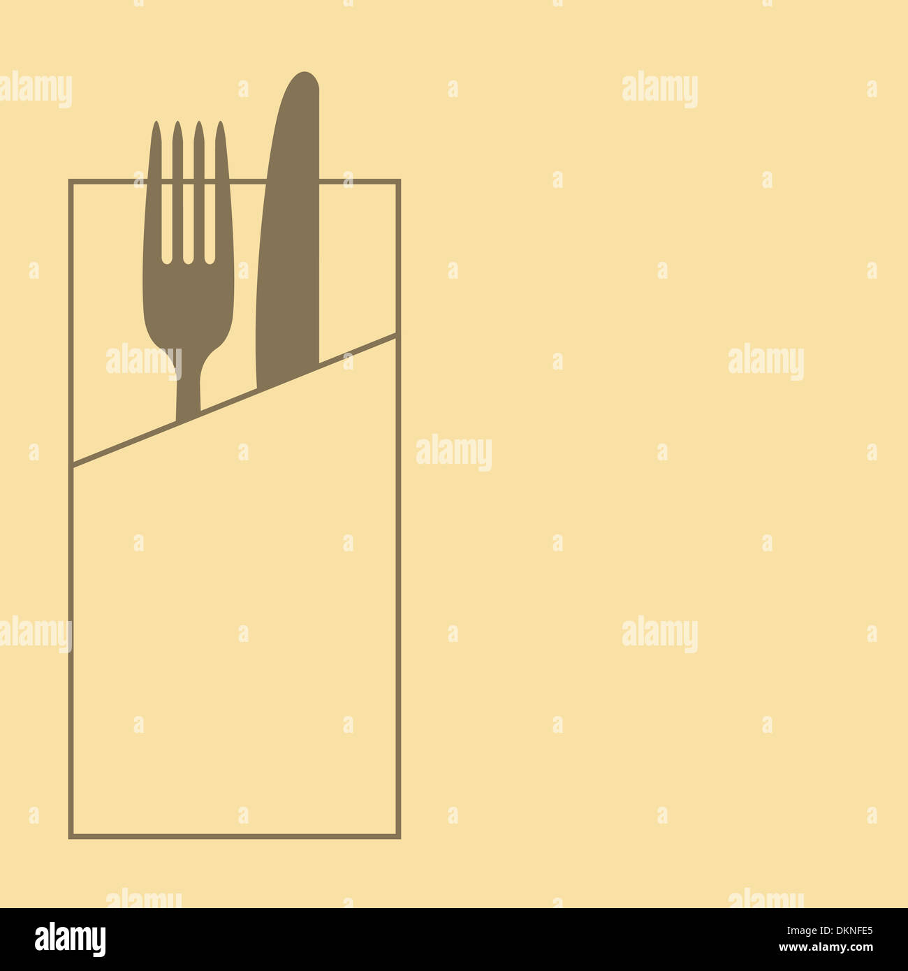 Restaurant menu design avec couteau, fourchette et serviette Banque D'Images