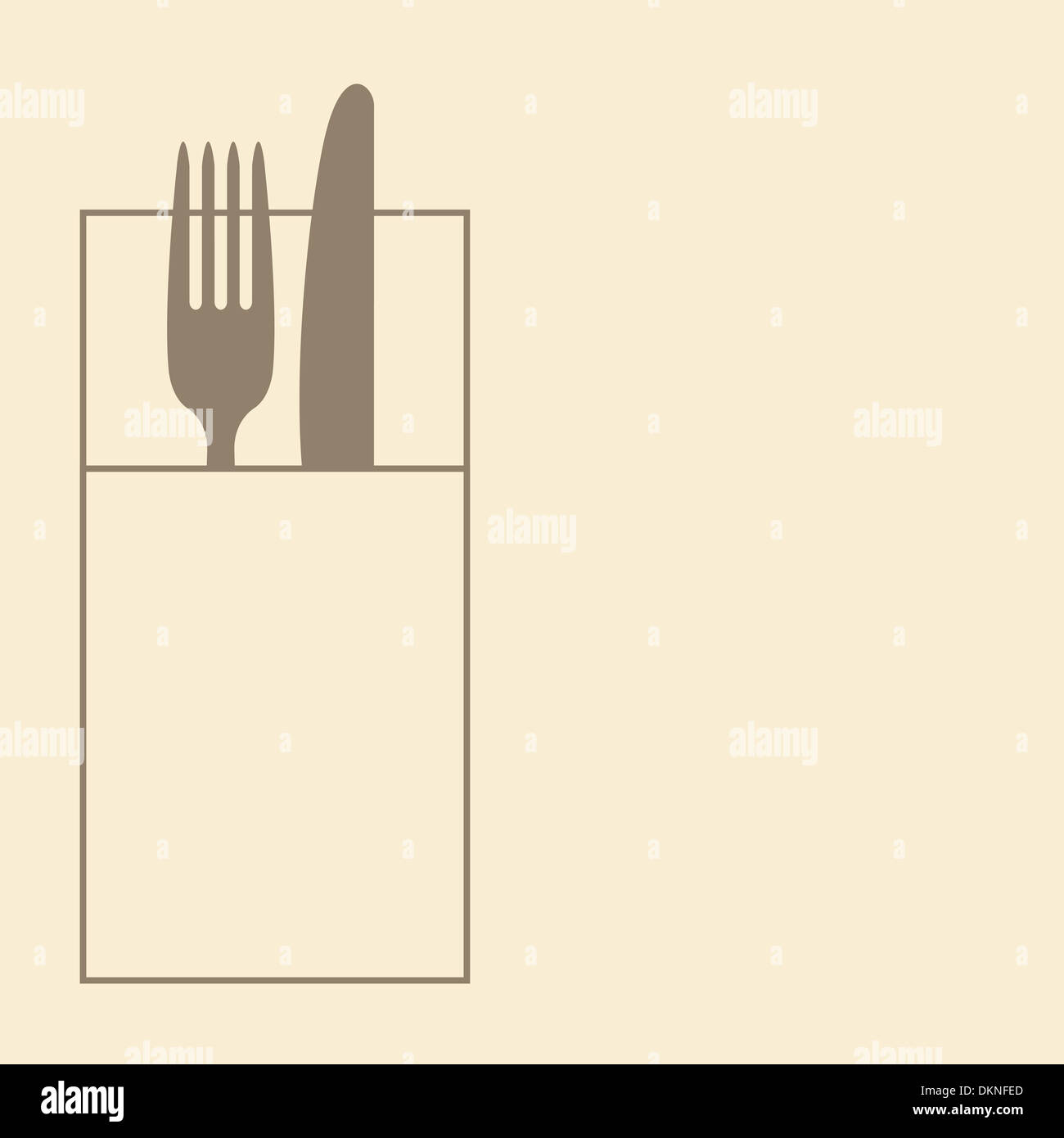 Restaurant menu design avec couteau, fourchette et serviette Banque D'Images