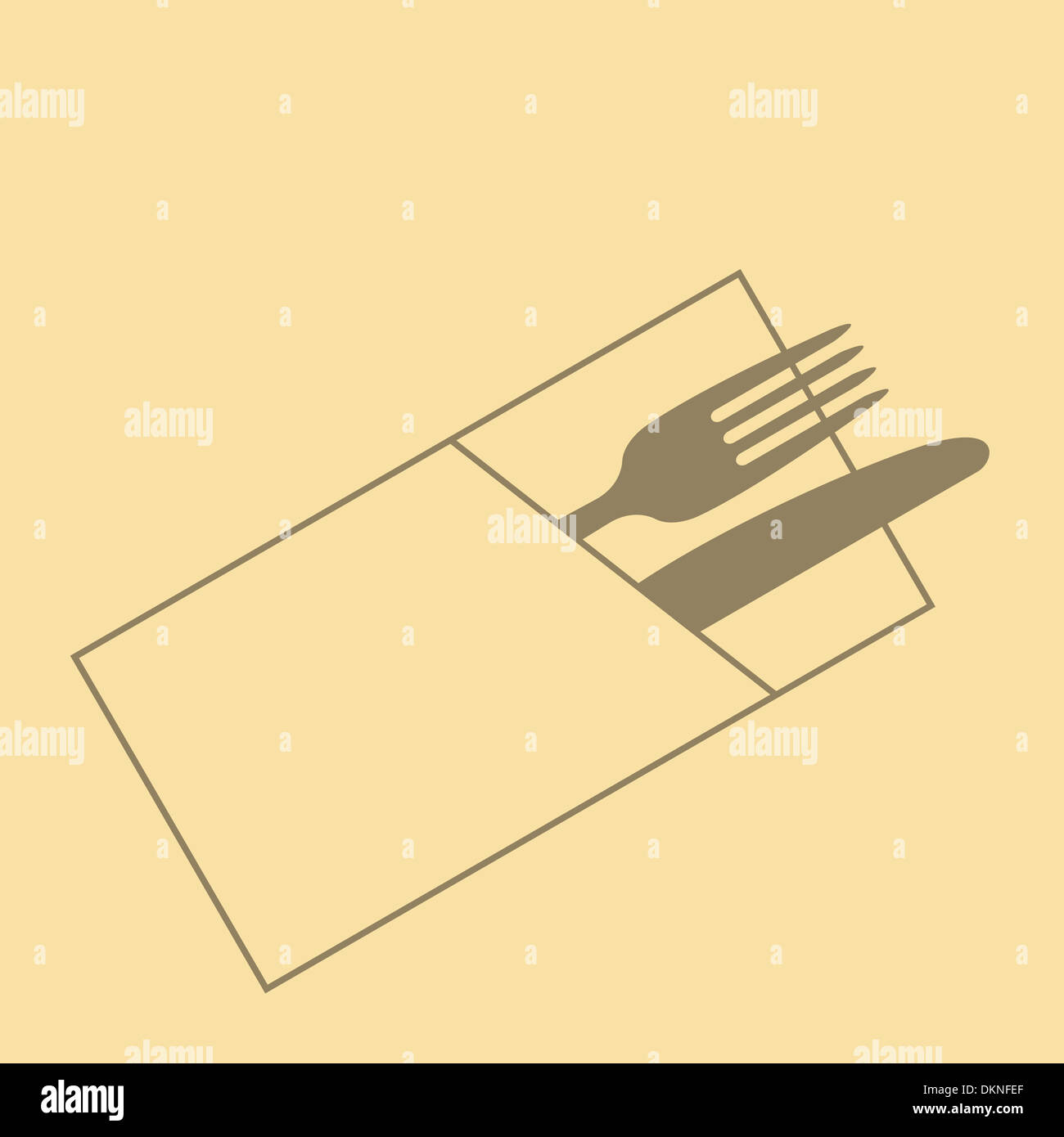 Restaurant menu design avec couteau, fourchette et serviette Banque D'Images