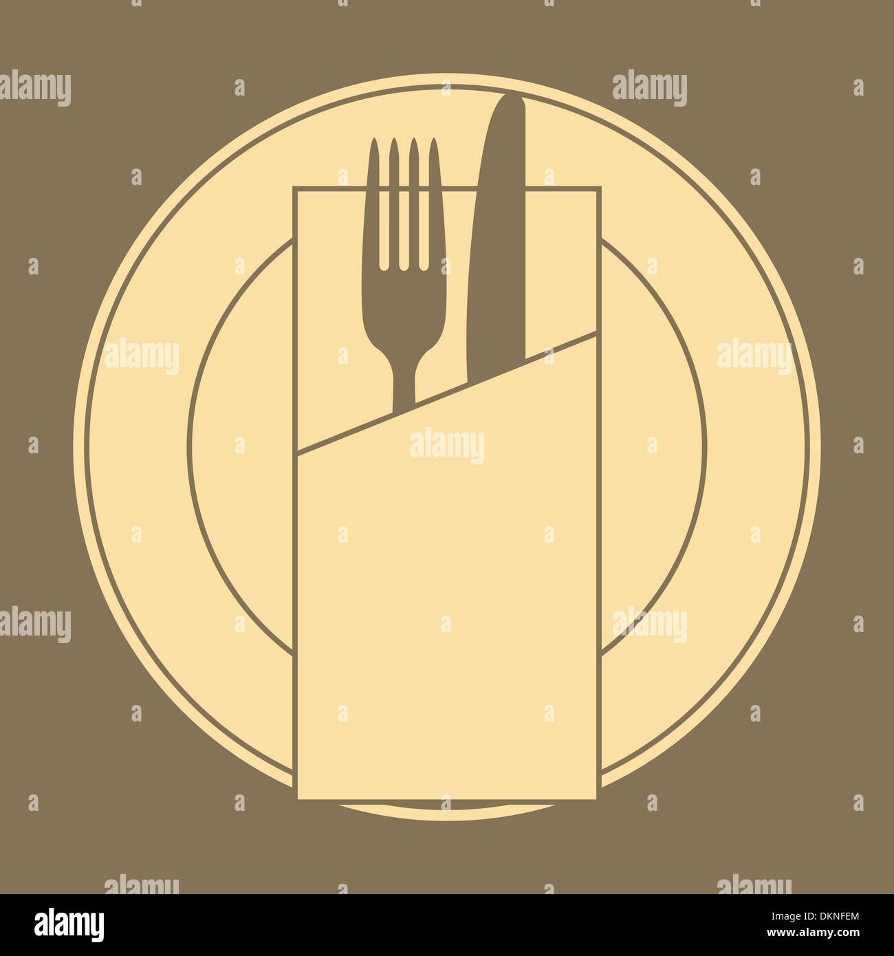 Restaurant menu design avec couteau, fourchette, assiette et nappes Banque D'Images