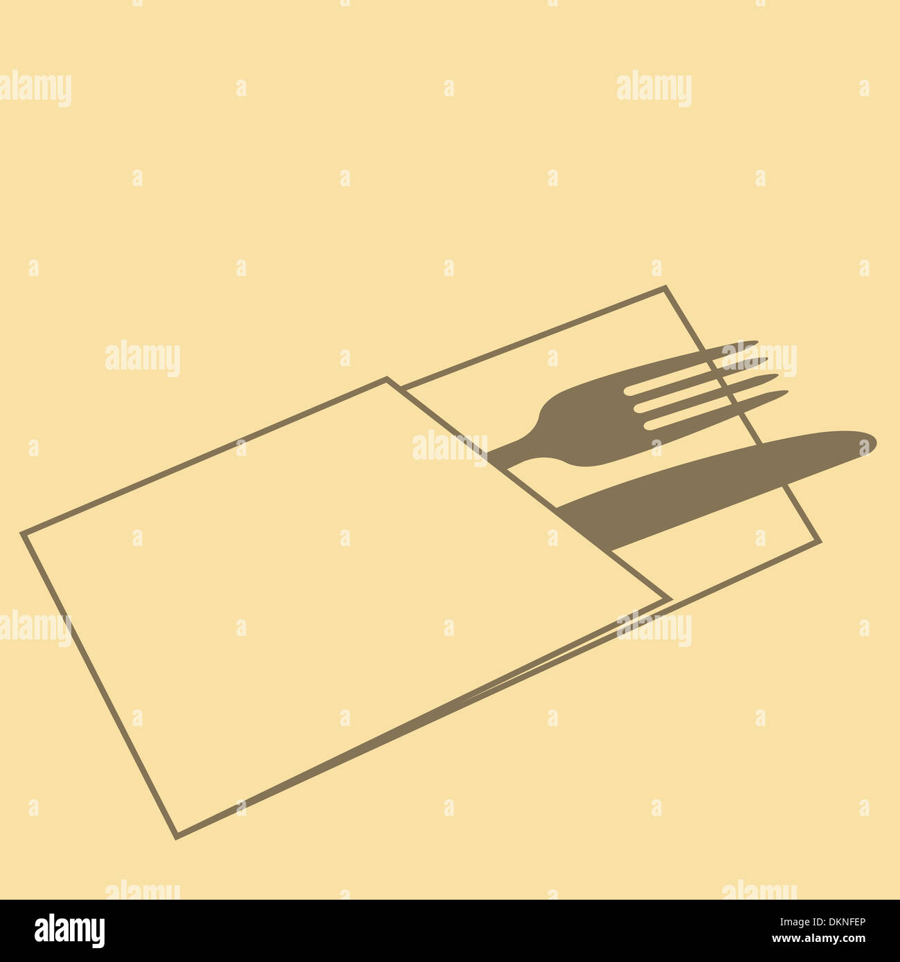 Restaurant menu design avec couteau, fourchette et serviette Banque D'Images