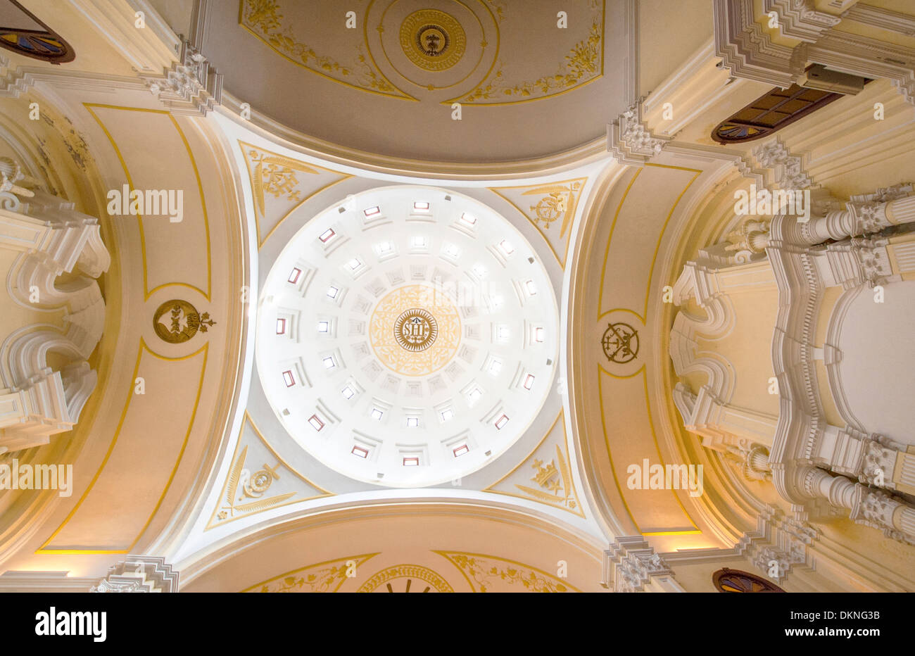 L'étonnant plafond de patrimoine de l'église St. Joseph, un premier exemple de style baroque portugais à Macao, Chine Banque D'Images