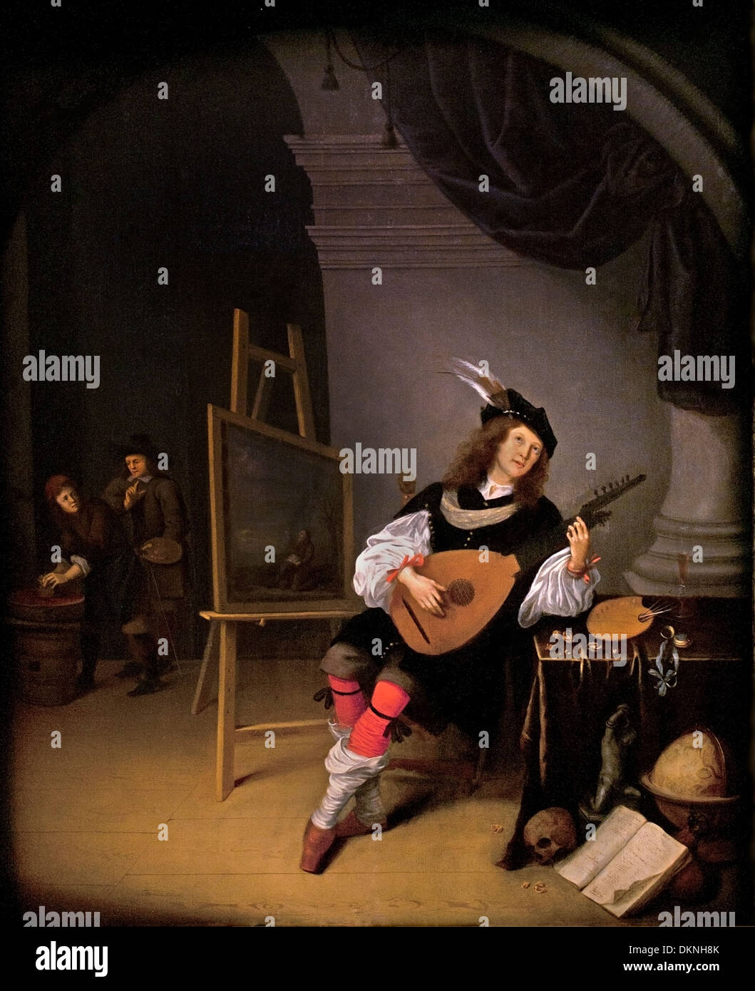 Johannes van Swieten, Lute-Playing, peintre néerlandais Pays-bas c.1660 Banque D'Images