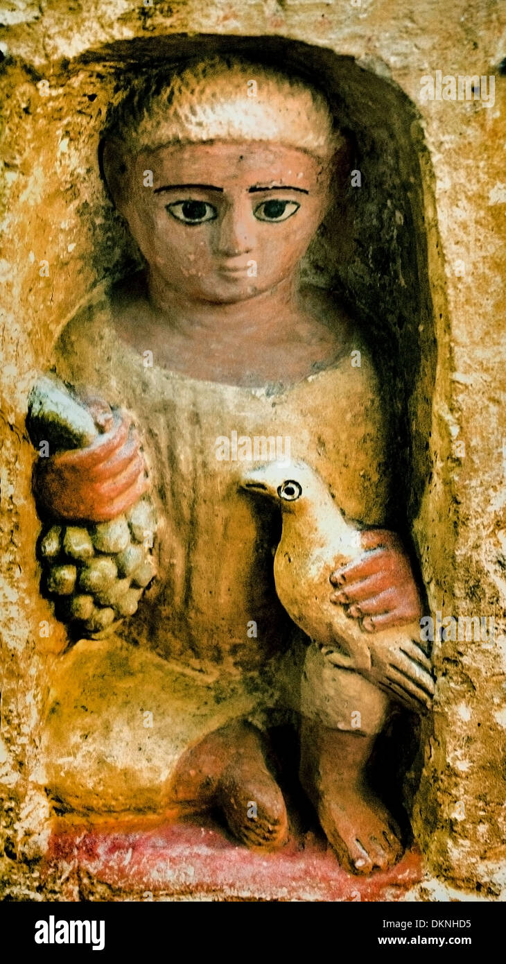 La stèle du tombeau un garçon Antinopolis Grec 350 Gréco Romain AD Egypte Banque D'Images