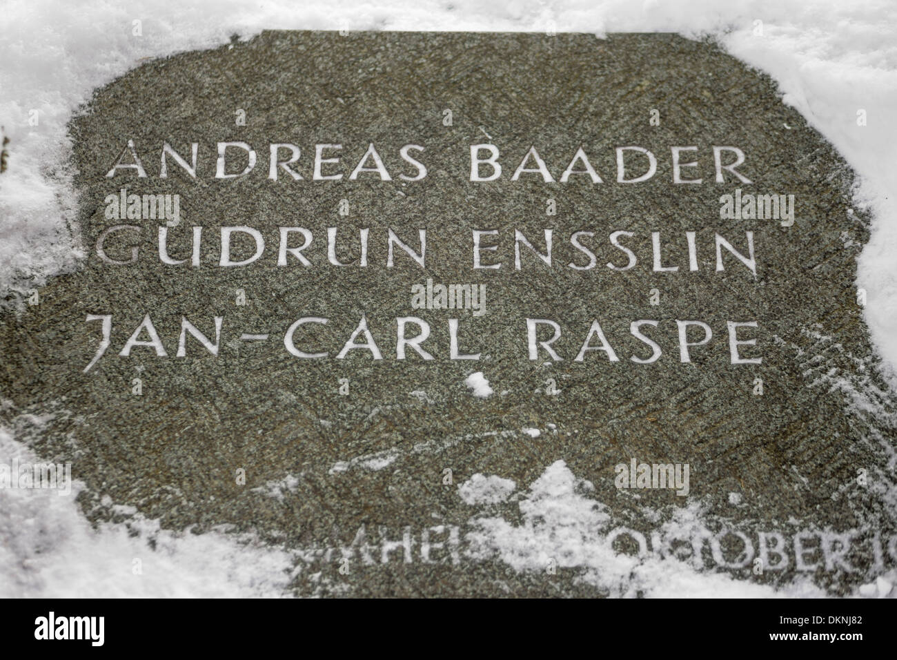 Tombe de l'ancienne faction armée rouge membres Andreas Baader, Gudrun ensslin, jan-carl raspe, dornhalden cimetière, Stuttgart, bad Banque D'Images