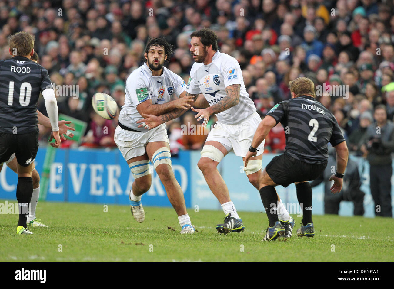 Leicester, Royaume-Uni. Le 08 mai 2013. Micka&# xeb;g De Marco et Jim Hamilton de Montpellier en action au cours de la Heineken Cup match entre Leicester Tigers et Montpellier à Welford Road Crédit : Action Plus Sports/Alamy Live News Banque D'Images