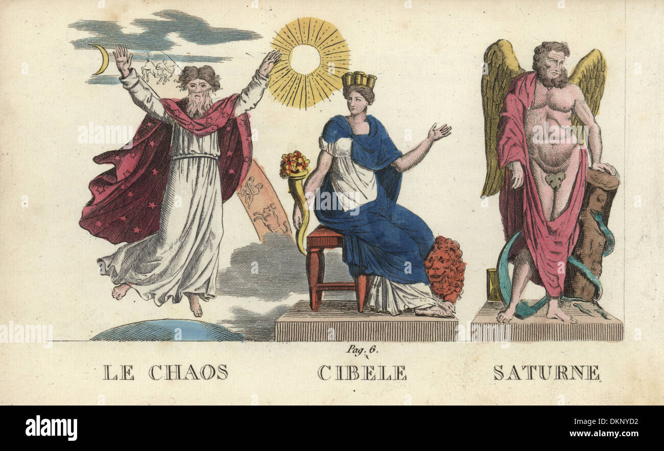 Chaos, Cybèle et Saturne, dieux Romains de la création, grand mère et le temps. Banque D'Images