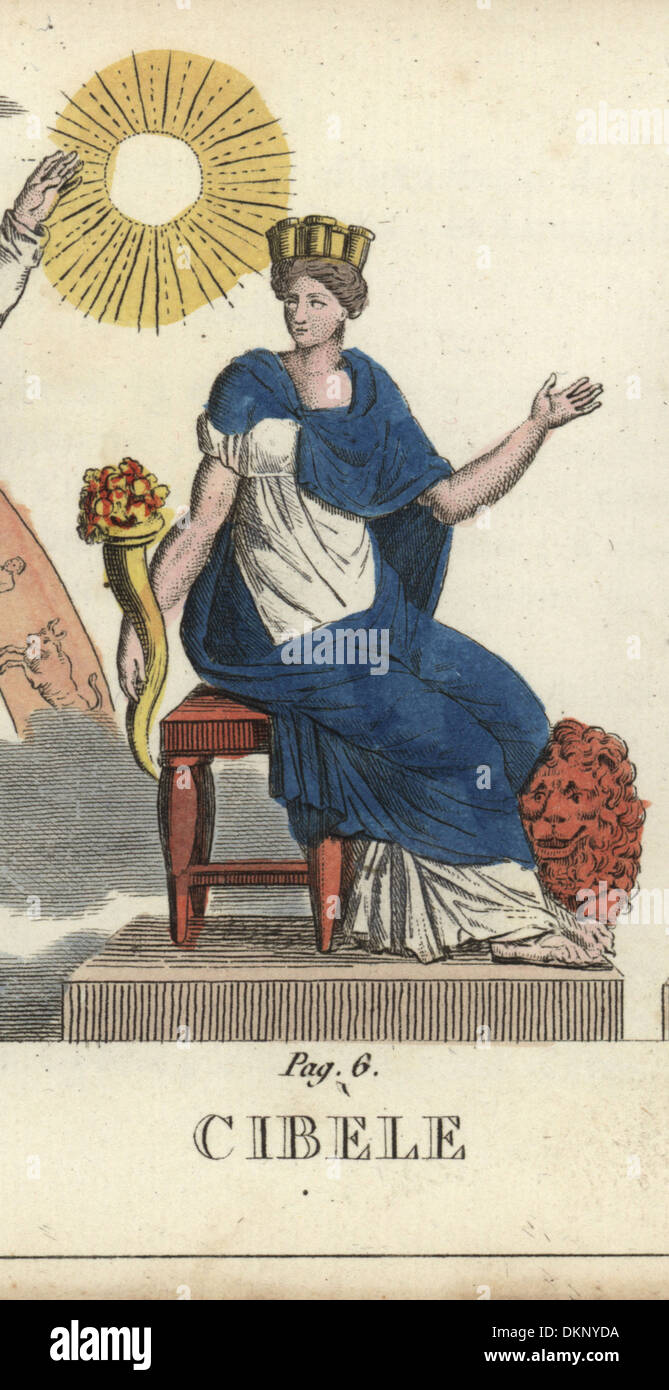 Cybèle ou Rhéa, la grande mère romain assis tenant une corne. Banque D'Images