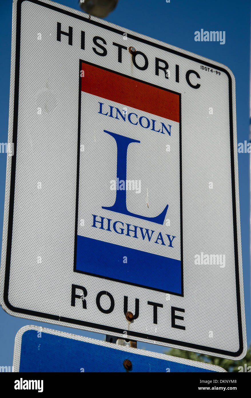 Route historique Lincoln Highway sign dans la ville de Ashton, Illinois, une ville le long de la Lincoln Highway. Banque D'Images