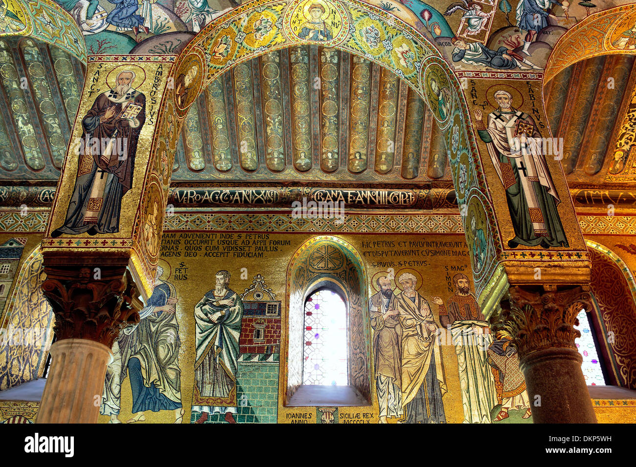 Mosaïque de Cappella Palatina (12ème siècle), Palerme, Sicile, Italie Banque D'Images