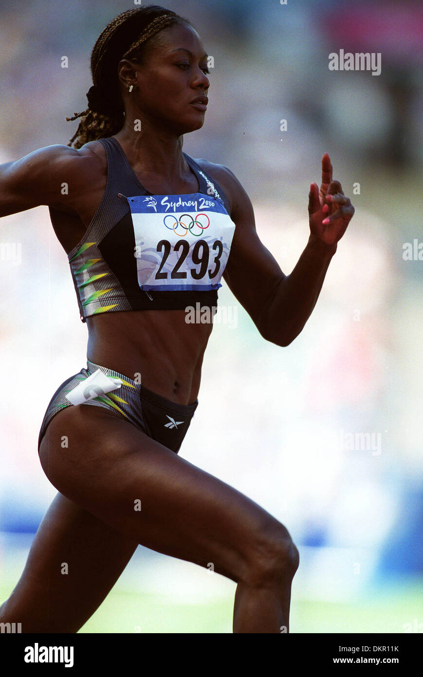 MERLENE OTTEY.100 MÈTRES, AUX JEUX OLYMPIQUES DE SYDNEY, AUSTRALIE.y.STADE OLYMPIQUE, SYDNEY, SYDNE.22/09/2000.H6C14A Banque D'Images