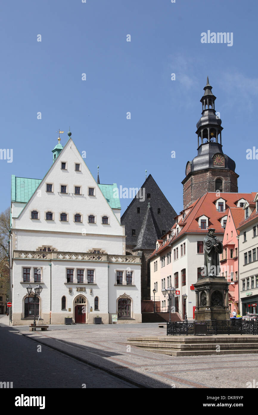 Eisleben Sachsen Anhalt Rathaus Marktplatz St Andreas mairie place du marché monument Luther Banque D'Images