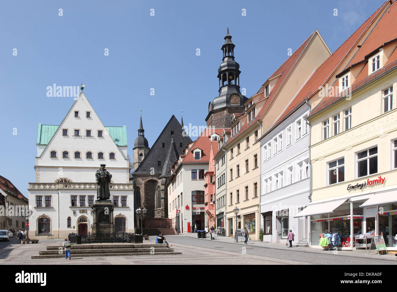 Eisleben Sachsen Anhalt Rathaus Marktplatz St Andreas market place hôtel de ville monument Luther Banque D'Images