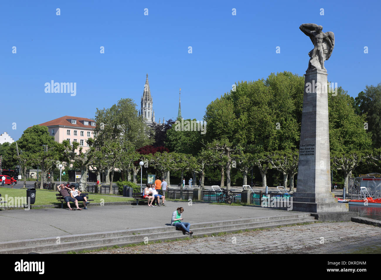 Konstanz Bodensee Münster Ferdinand von Zeppelin Statue Banque D'Images