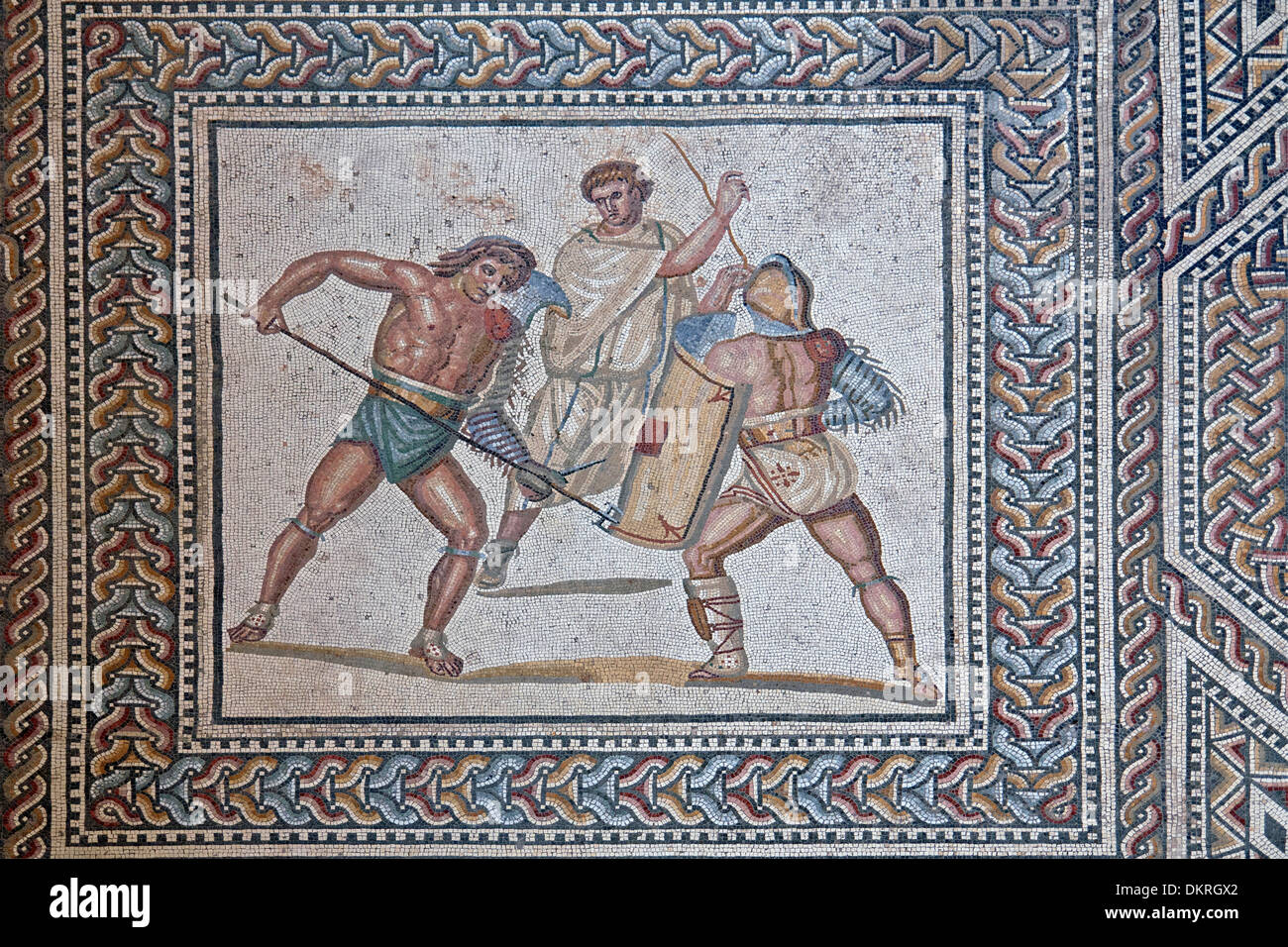 Europe Allemagne Sarre Nennig Route Romaine villa romaine mosaïque romaine bâtiment historique construction excavation détail Banque D'Images