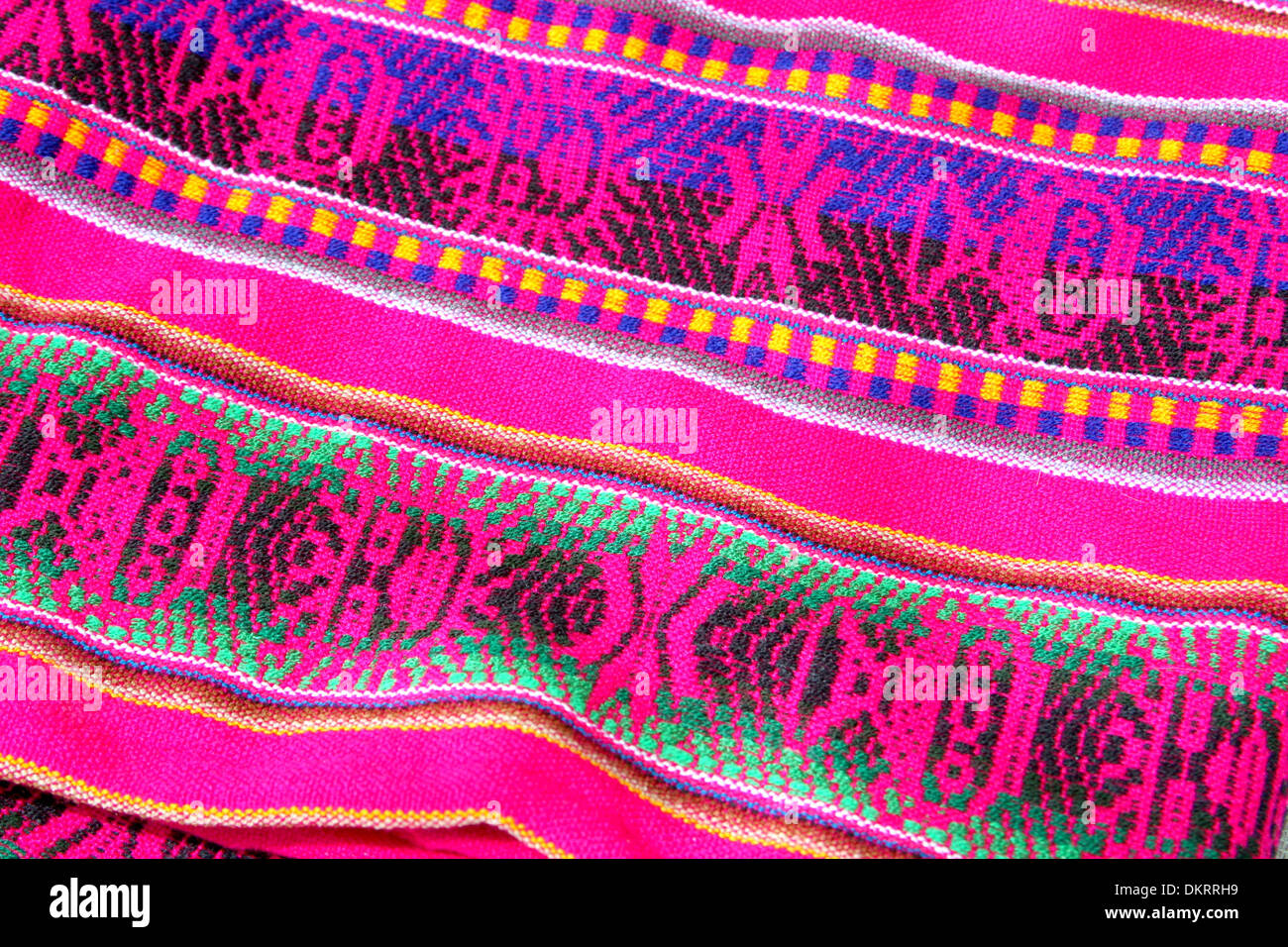 Fait à la main d'Amérique du Sud en tissu coloré, Lima, Pérou. Les schémas traditionnels et design. Banque D'Images