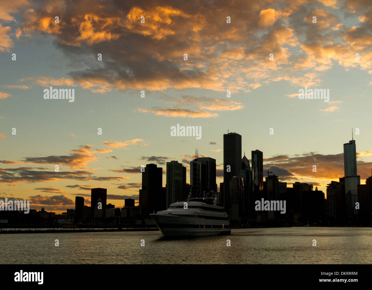 Chicago Cityscape Crépuscule Banque D'Images
