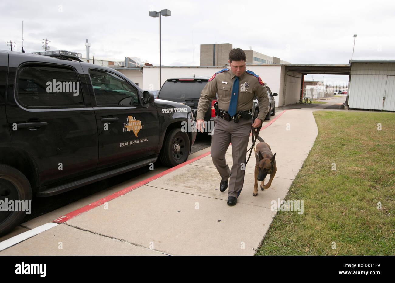 Texas Département de l'agent de sécurité à chien qui a récemment terminé le programme de formation de chien Banque D'Images
