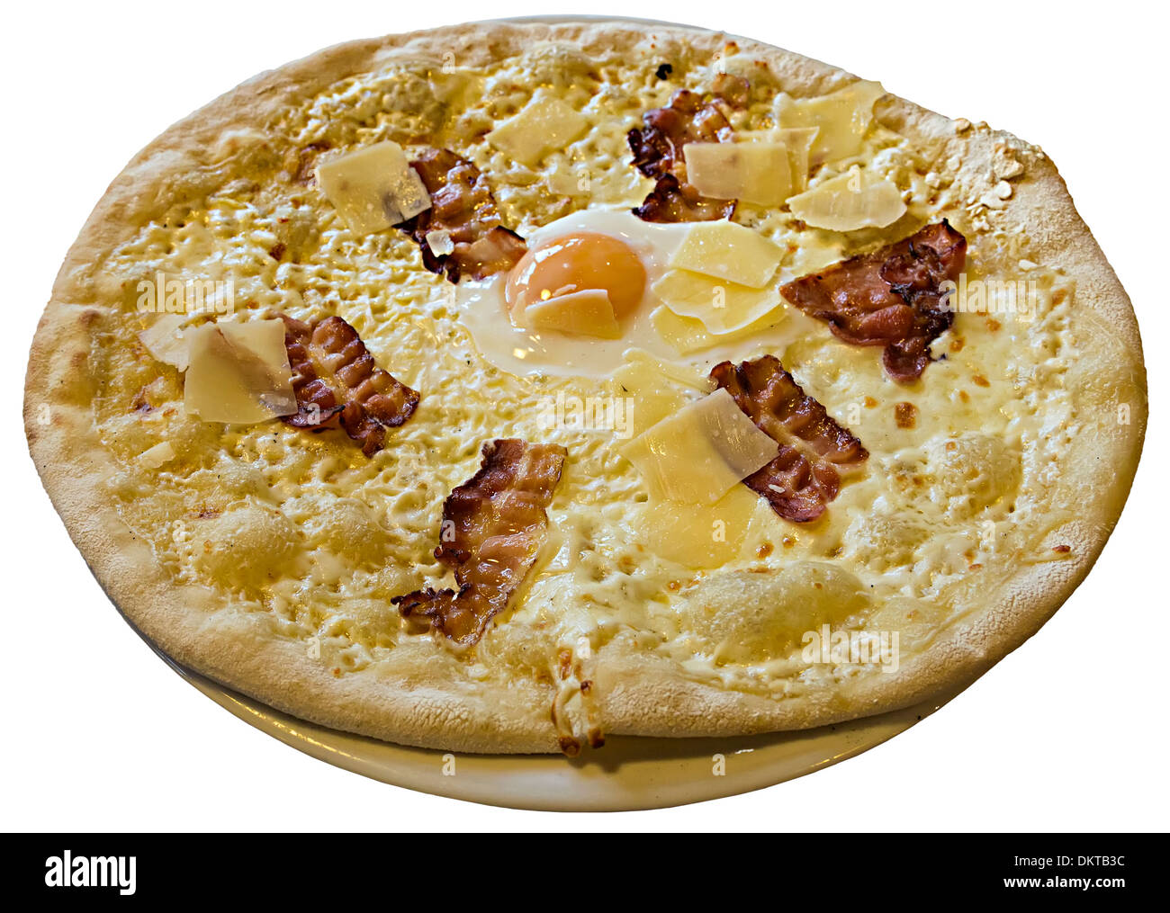 Bacon, oeufs et fromage pizza, France Banque D'Images