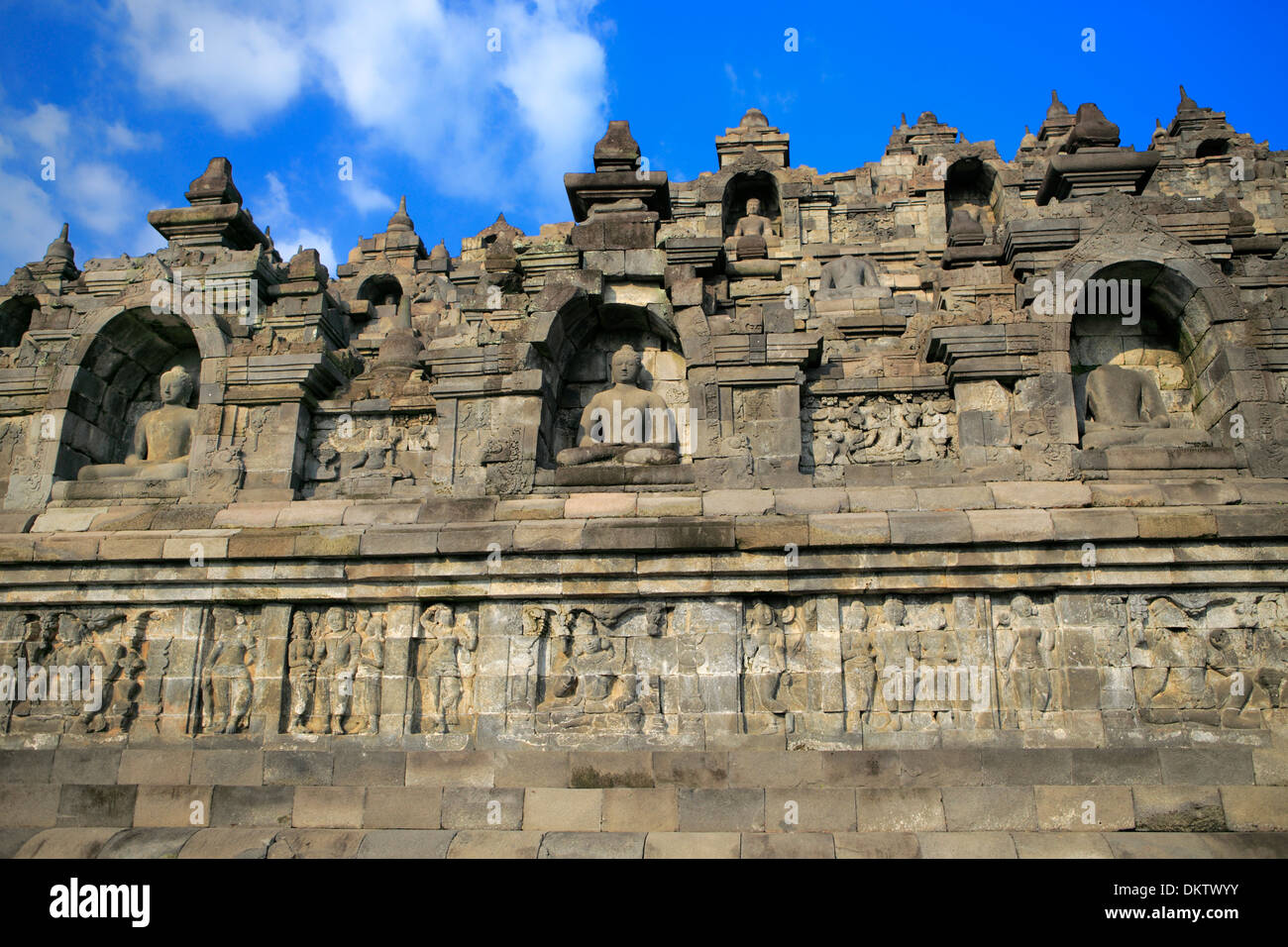 Temple bouddhiste Mahayana (8e siècle), Borobudur, près de Magelang, Central Java, Indonésie Banque D'Images
