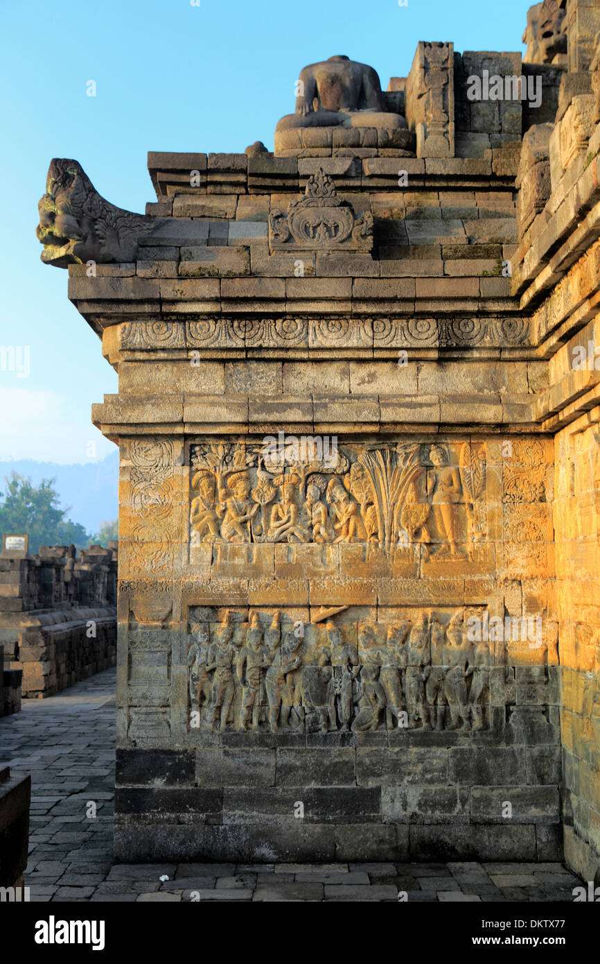 Temple bouddhiste Mahayana (8e siècle), Borobudur, près de Magelang, Central Java, Indonésie Banque D'Images