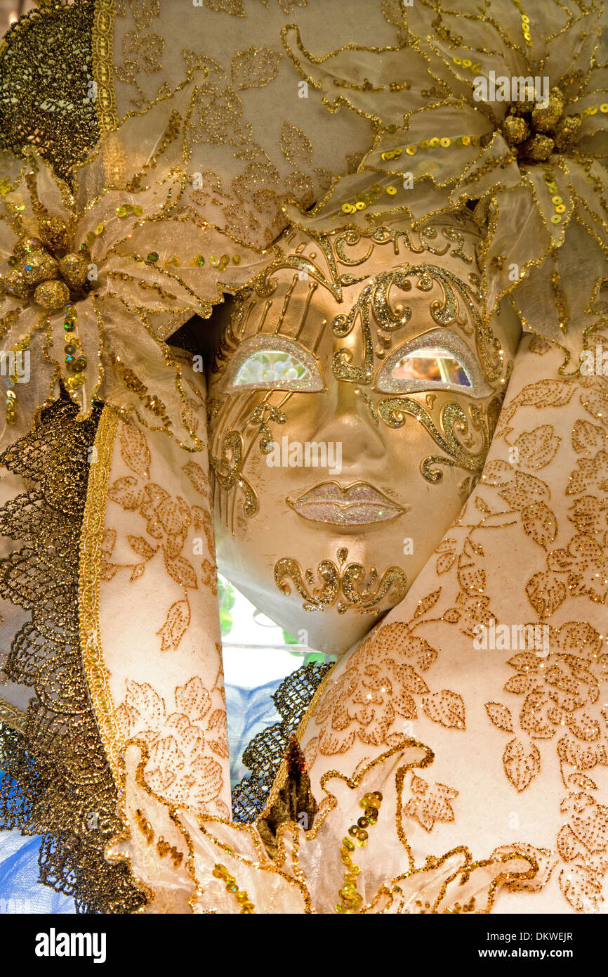 Un masque de Venise dans l'or Banque D'Images