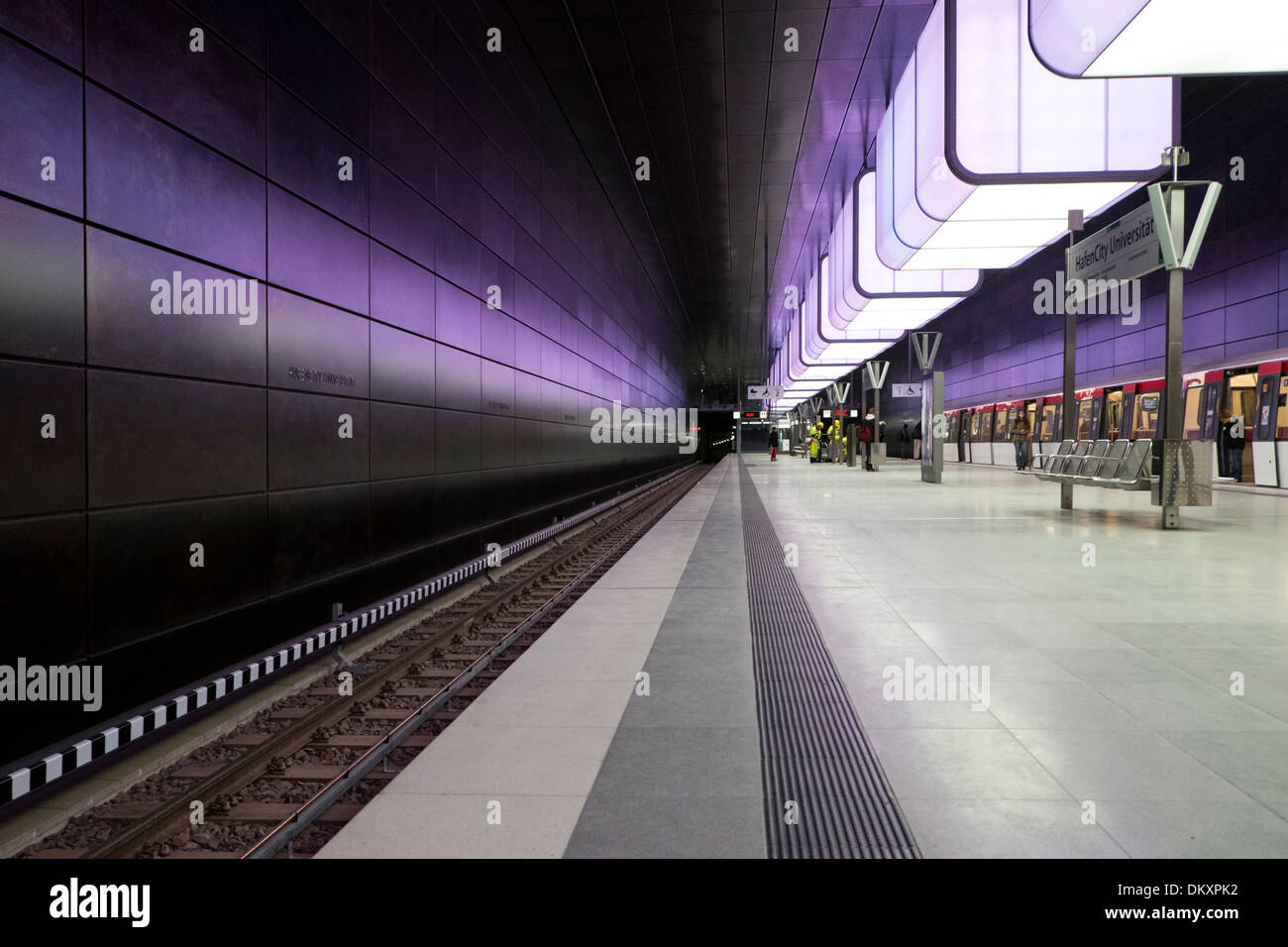 U4 arrêt ferroviaire Université HafenCity, Hambourg, Allemagne Banque D'Images