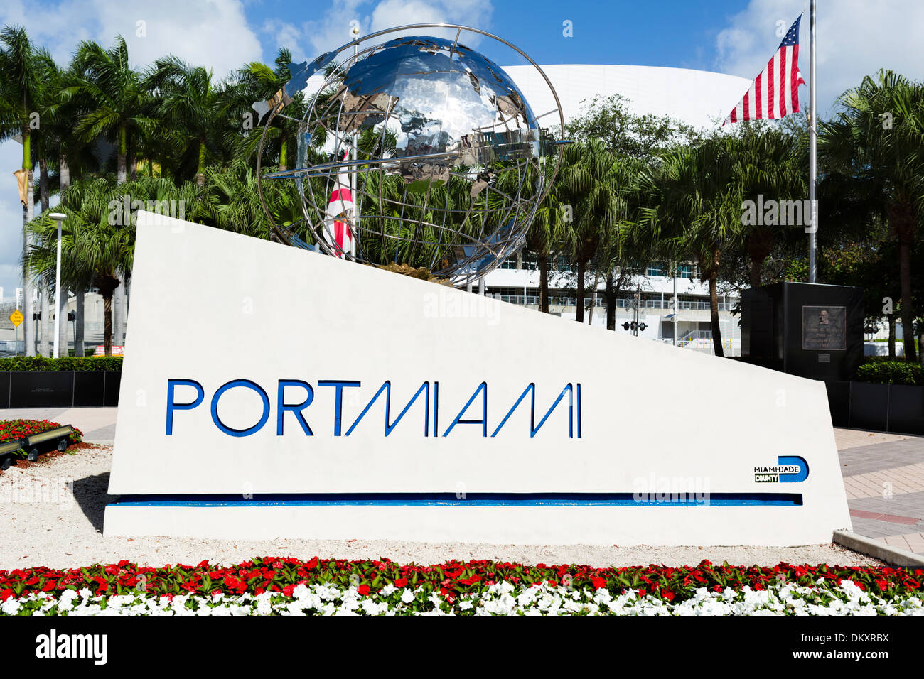 Panneau à l'entrée du port de Miami, Miami, Floride, USA Banque D'Images