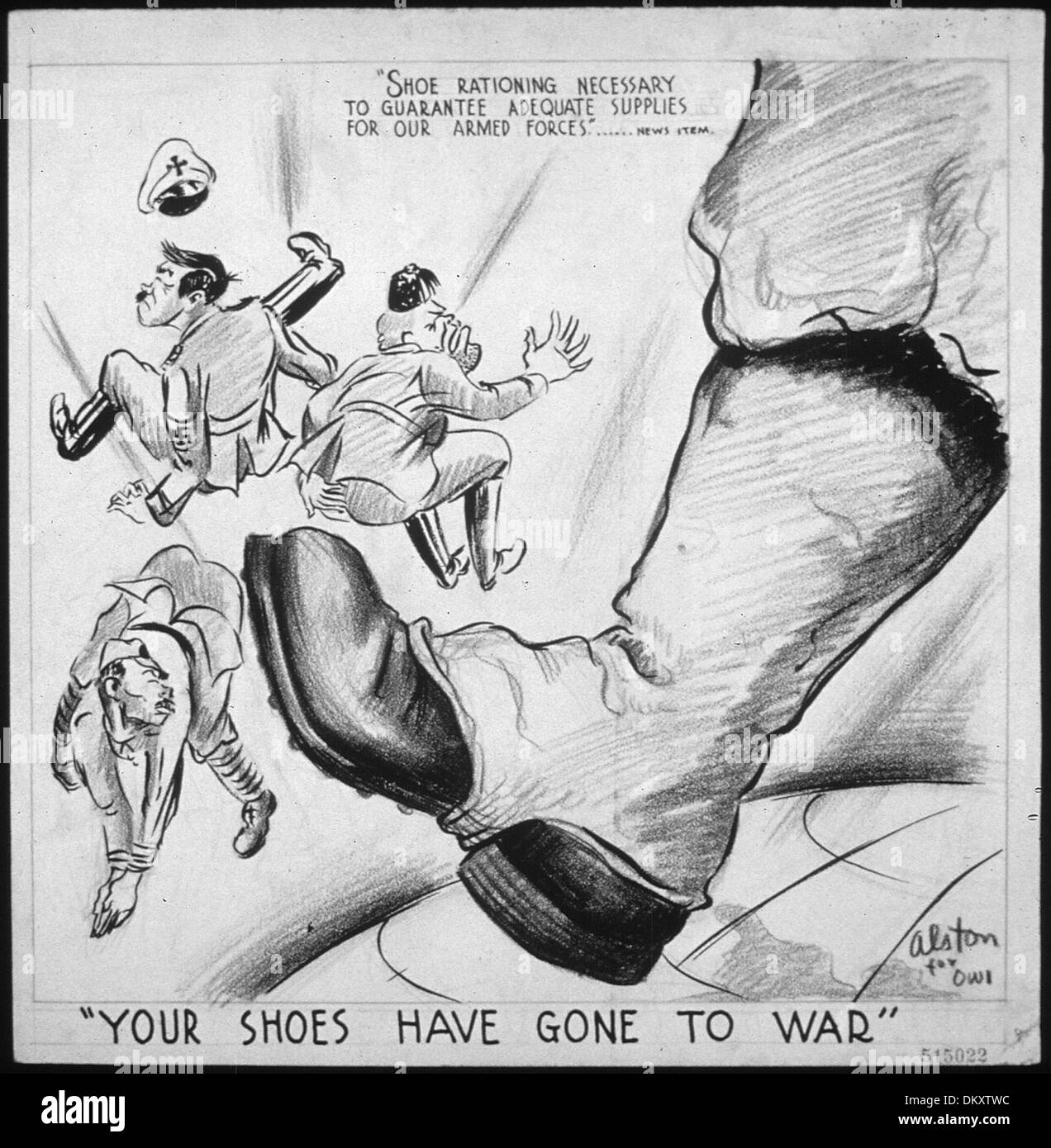 Le slogan « vos chaussures sont allées à la guerre » faisait partie d'une campagne en temps de guerre pendant la seconde Guerre mondiale, exhortant les Américains à contribuer à l'effort de guerre en faisant don de matériaux tels que le caoutchouc à usage militaire. Banque D'Images