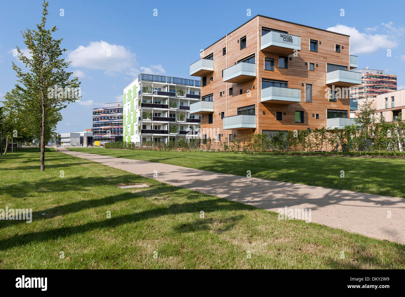 Woodcube, de maisons intelligentes, IBA, le Salon International de la construction, Wilhelmsburg, Hambourg, Allemagne Banque D'Images