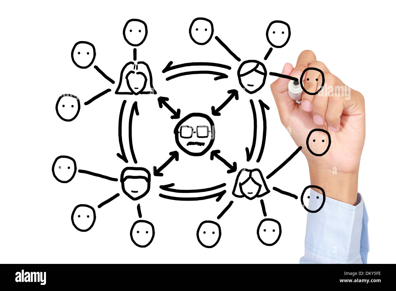 Équipe de dessin graphique sur tableau blanc Banque D'Images