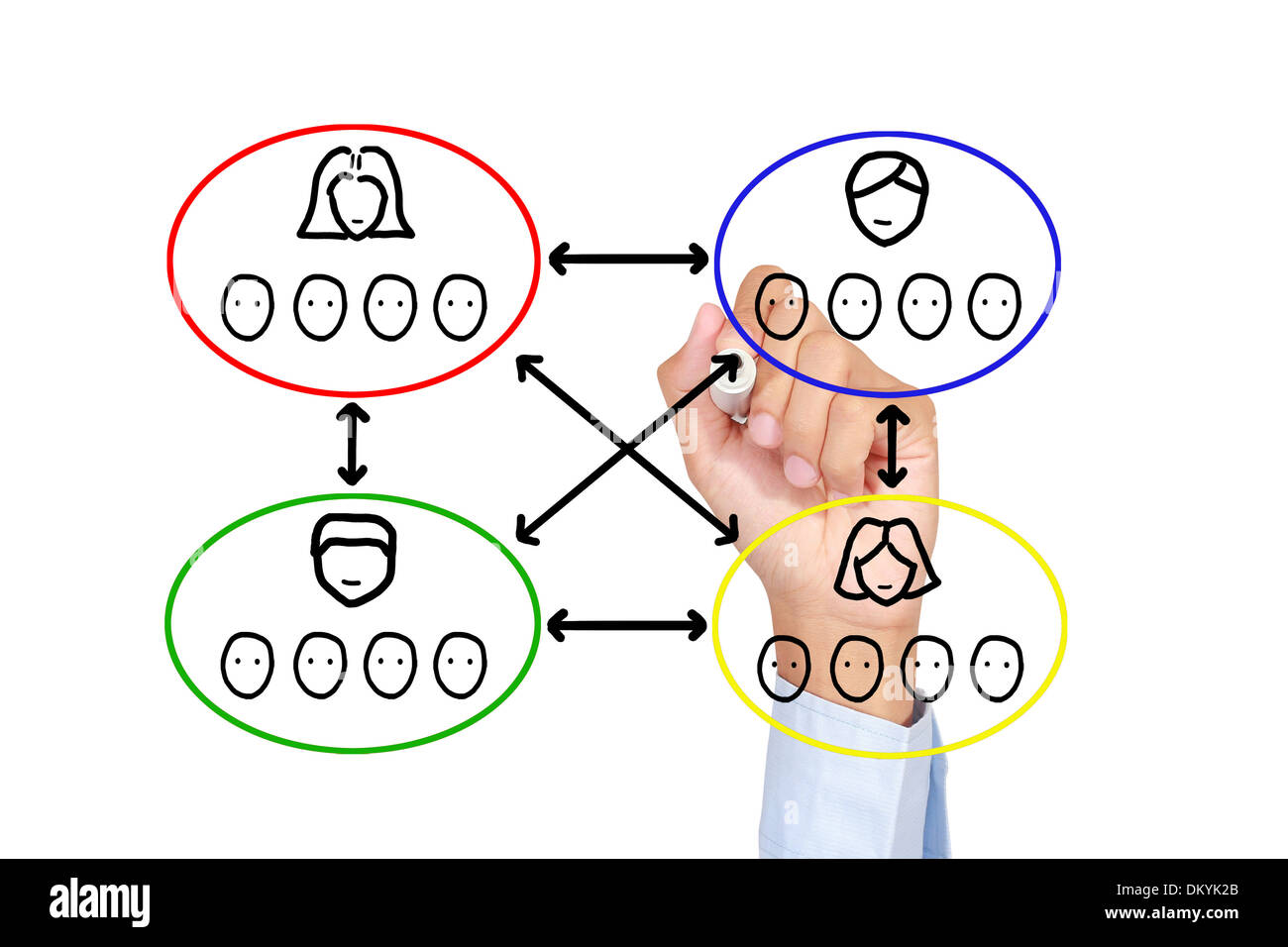 Équipe de dessin graphique sur tableau blanc Banque D'Images