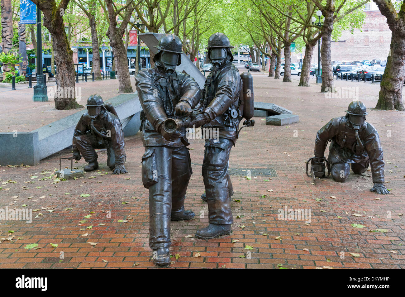 Washington, Seattle, Pioneer Square, Seattle Fallen Firefighters Memorial Banque D'Images