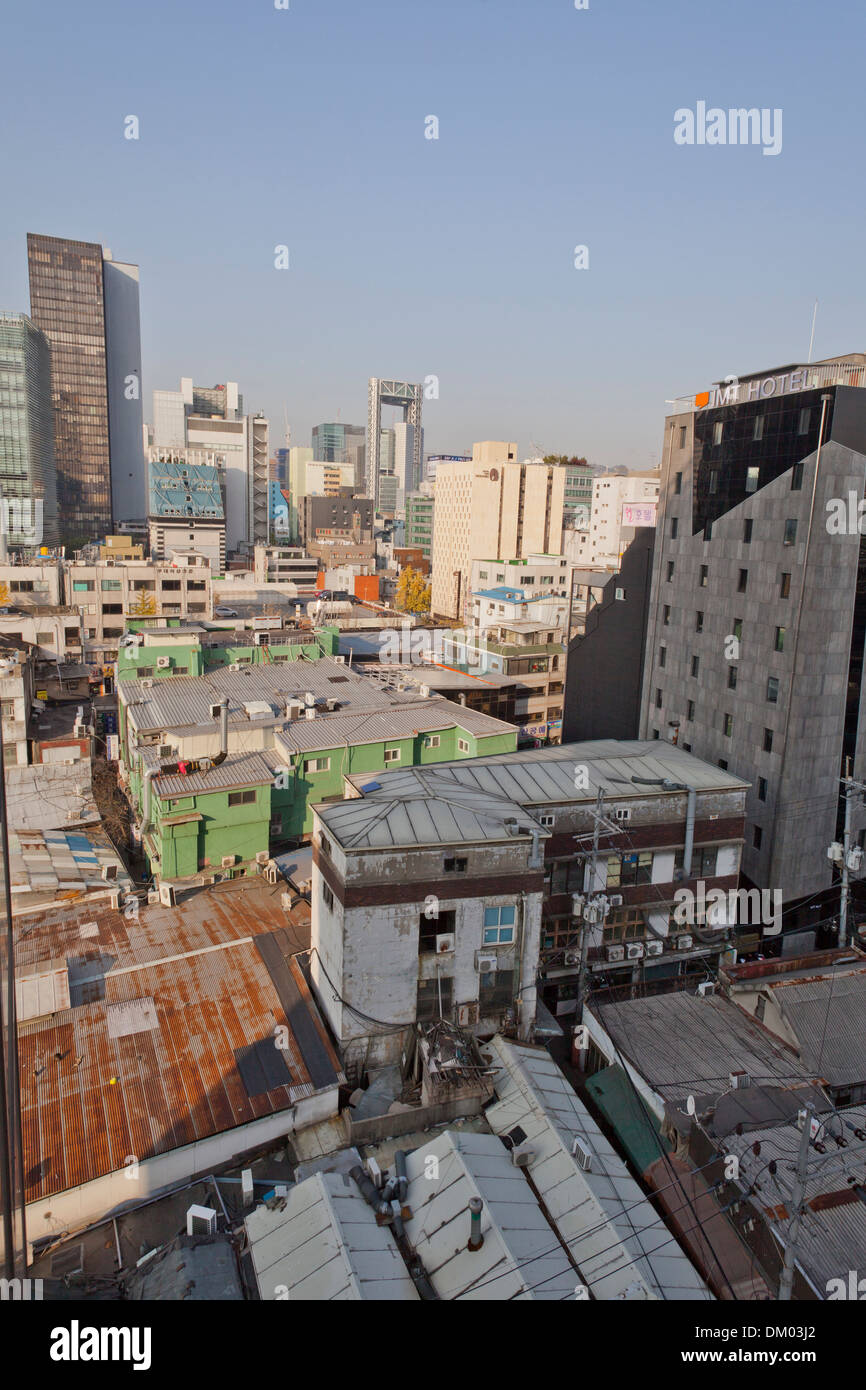 Vue supérieure de l'édifice de la ville de Séoul - Seoul, Corée du Sud Banque D'Images