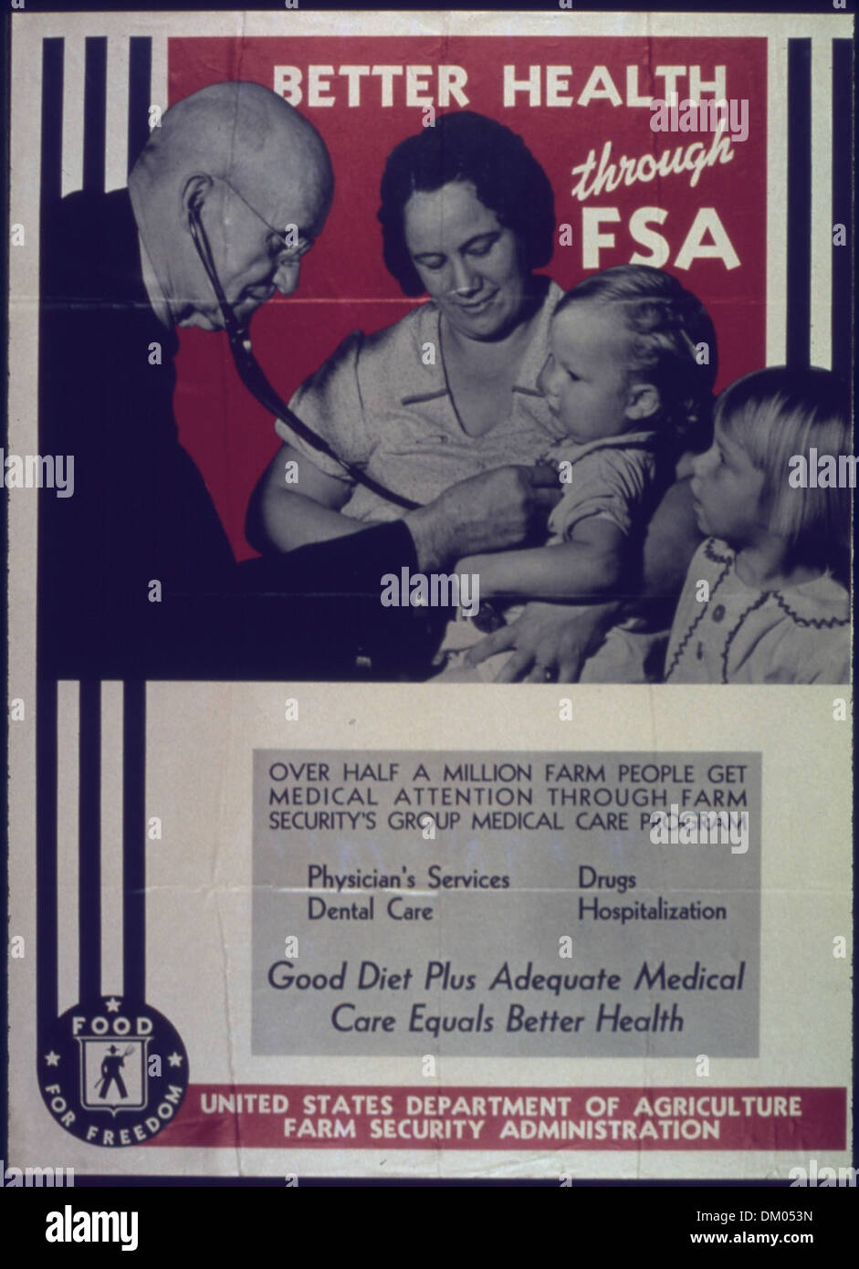 Cette affiche de propagande datant de la seconde Guerre mondiale promeut la santé et le bien-être par l'intermédiaire de l'Agence fédérale de sécurité (FSA), encourageant les citoyens à soutenir les initiatives de santé pour l'amélioration de la société et l'effort de guerre. Banque D'Images