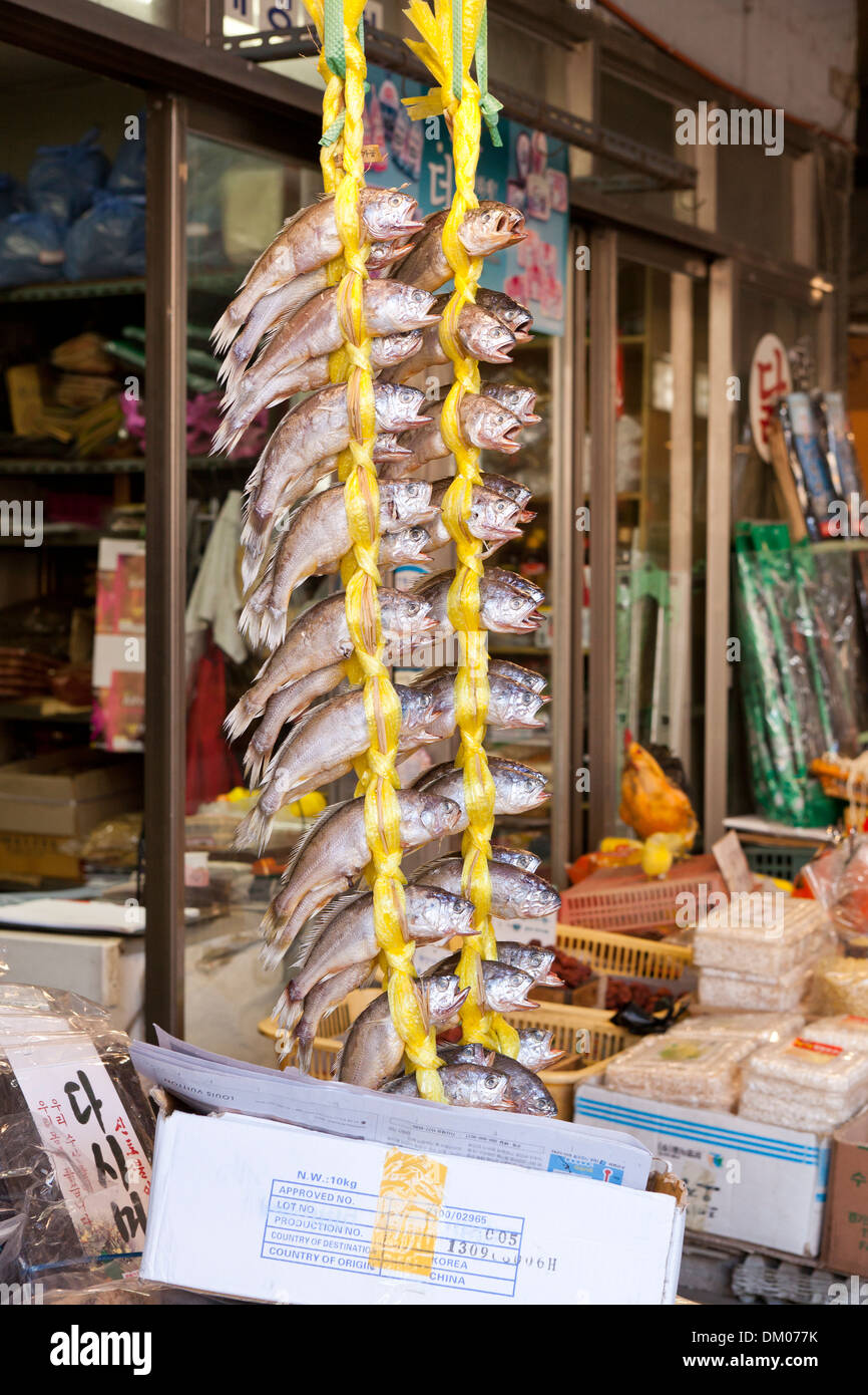 Courbines séchées en vente au marché traditionnel - Séoul, Corée du Sud Banque D'Images