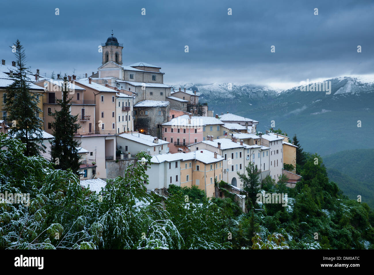 Abeto dans la neige à la fin de mai, Valnerina, Ombrie, Italie Banque D'Images