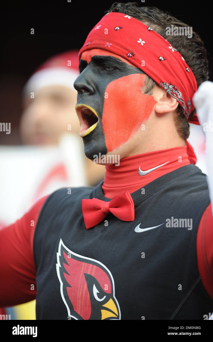 14 décembre 2009 - San Francisco, Californie, États-Unis - 14 décembre 2009 : un ventilateur avant l'acclamations Cardinaux NFL football match entre les Arizona Cardinals et San Francisco 49ers à Candlestick Park de San Francisco, en Californie. Les 49ers a gagné 24-9, en gardant leurs espoirs en séries dim tout en refusant les Cardinaux la NFC West intitulé. (Crédit Image : © Matt Cohen/ZUMAp Southcreek/mondial Banque D'Images