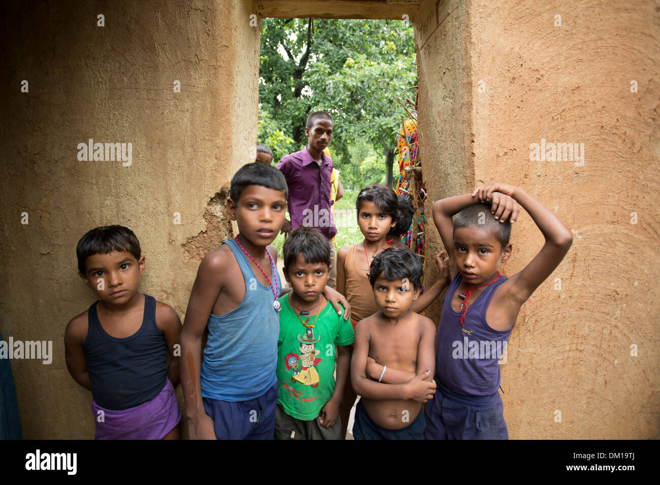 Les enfants dans l'État du Bihar, en Inde. Banque D'Images