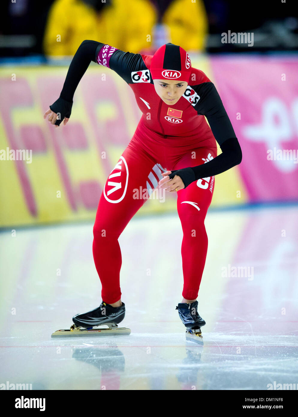 Berlin, Allemagne. 07Th Dec, 2013. La Chine Wang Beixing durant la Coupe du monde de patinage de vitesse de l'UIP à Berlin, Allemagne, 07 décembre 2013. Photo : Thomas Eisenhuth/DPA - ATTENTION ! Pas de fil - SERVICE/dpa/Alamy Live News Banque D'Images