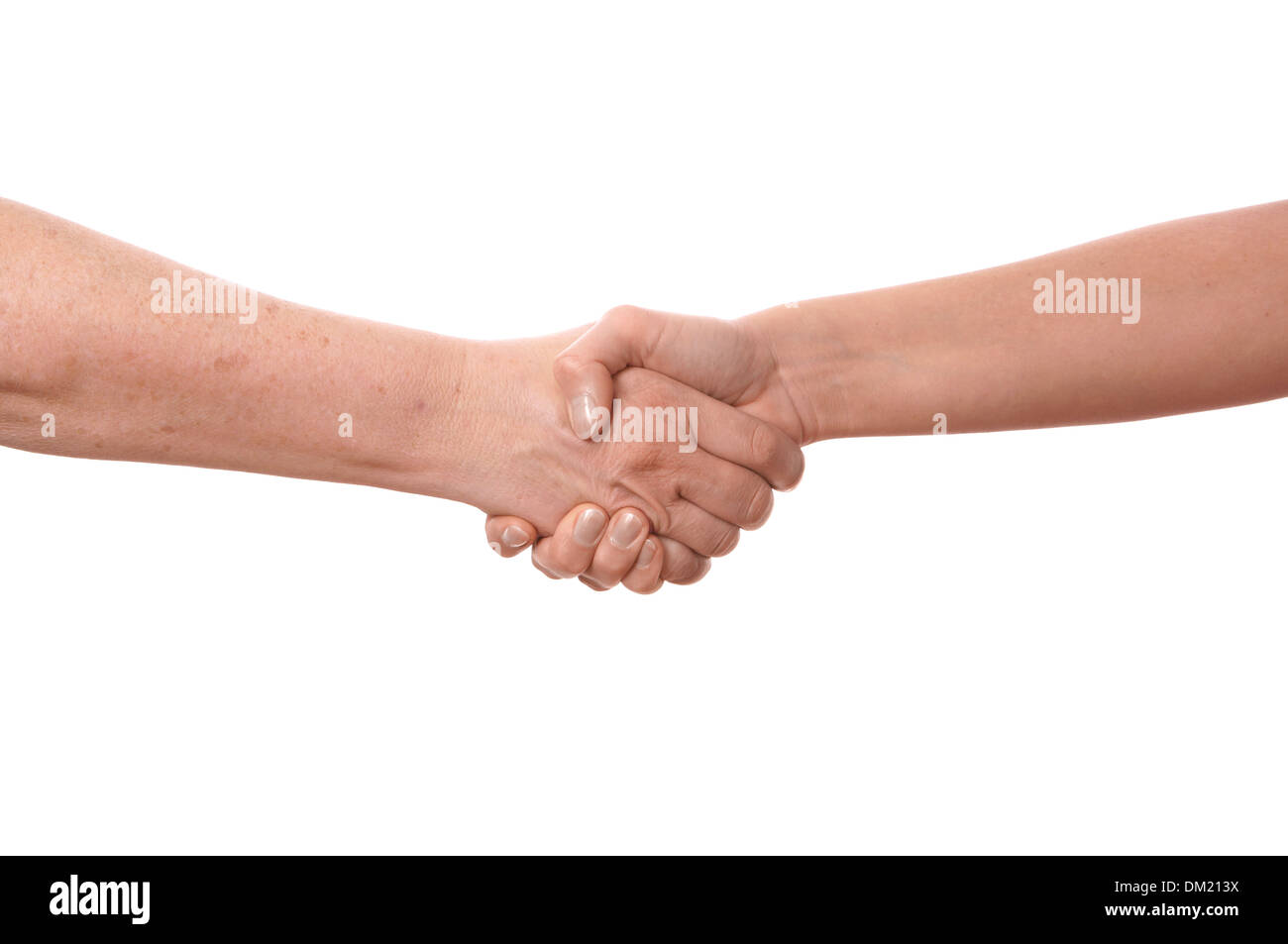 Vieux et jeunes woman shaking hands Banque D'Images
