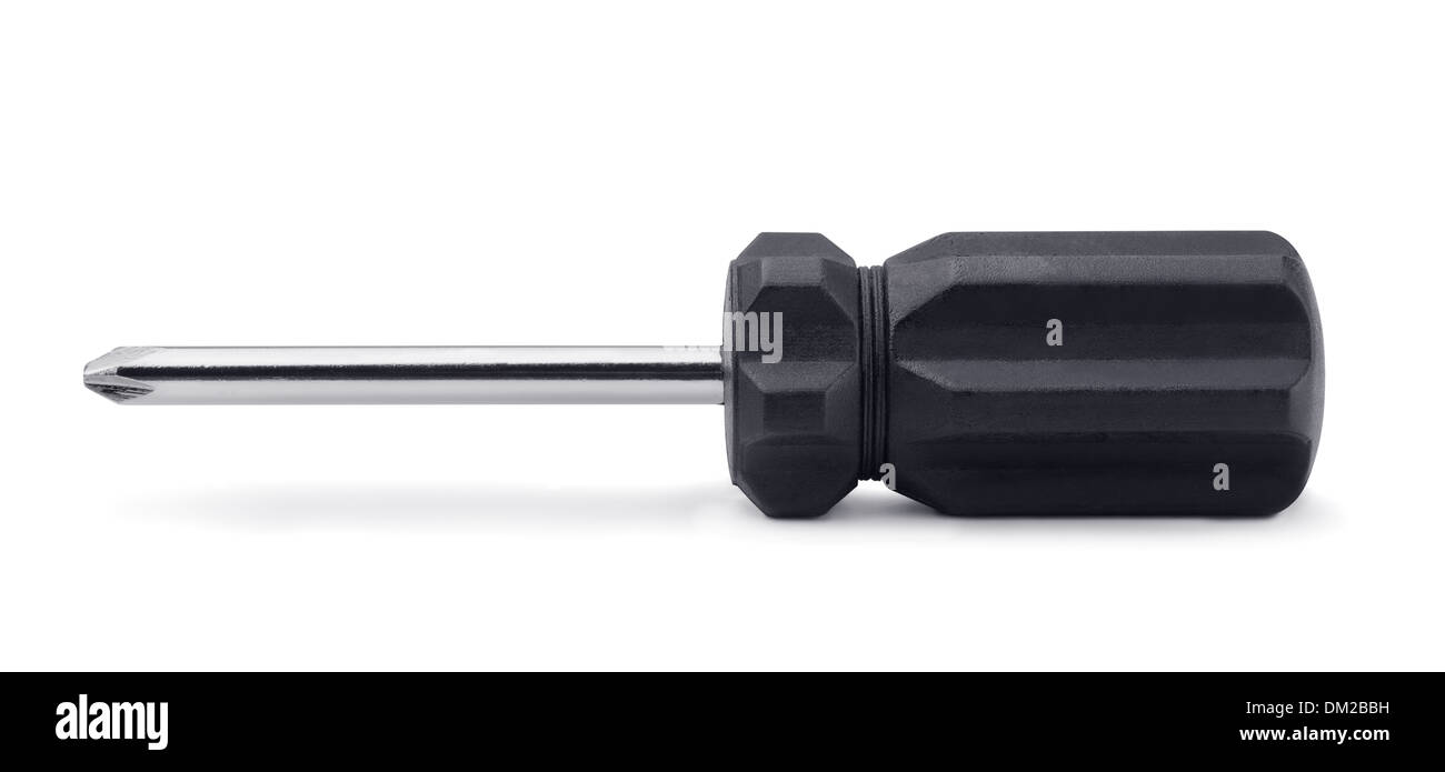 Tournevis isolé sur blanc noir Banque D'Images