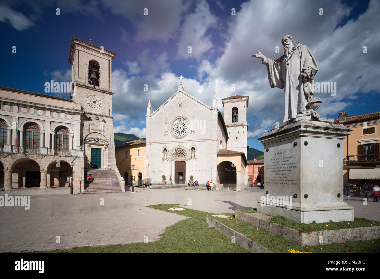 Piazza San Benedetto, Norcia, Ombrie, Italie Banque D'Images