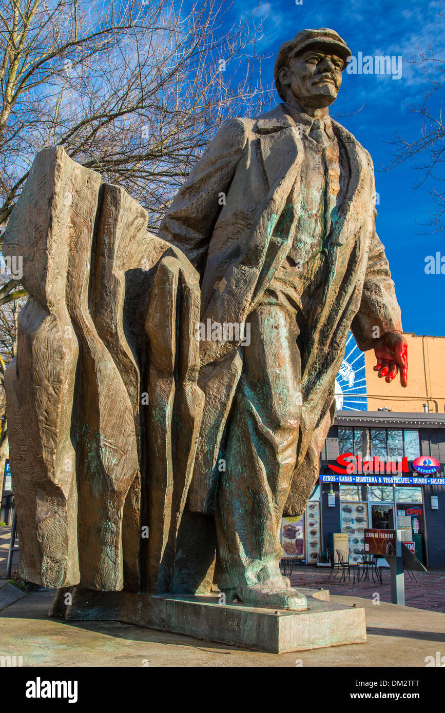 La statue de Lénine dans le quartier Fremont, Seattle, Washington, USA Banque D'Images