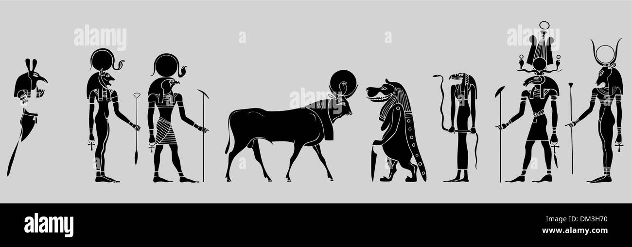 Dieux égyptiens, déesse, créatures et démons Illustration de Vecteur