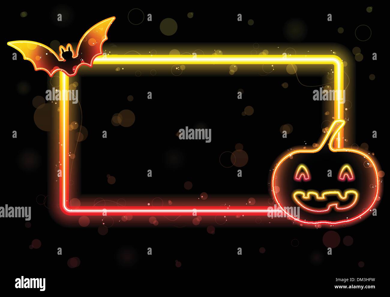 Halloween Lumières Châssis avec Bat et de citrouille Illustration de Vecteur